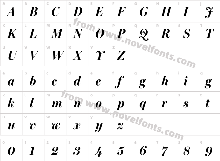 Miller Banner Condensed Bold ItalicCharacter Map