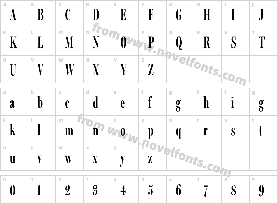 Miller Banner Extra Compressed SemiboldCharacter Map