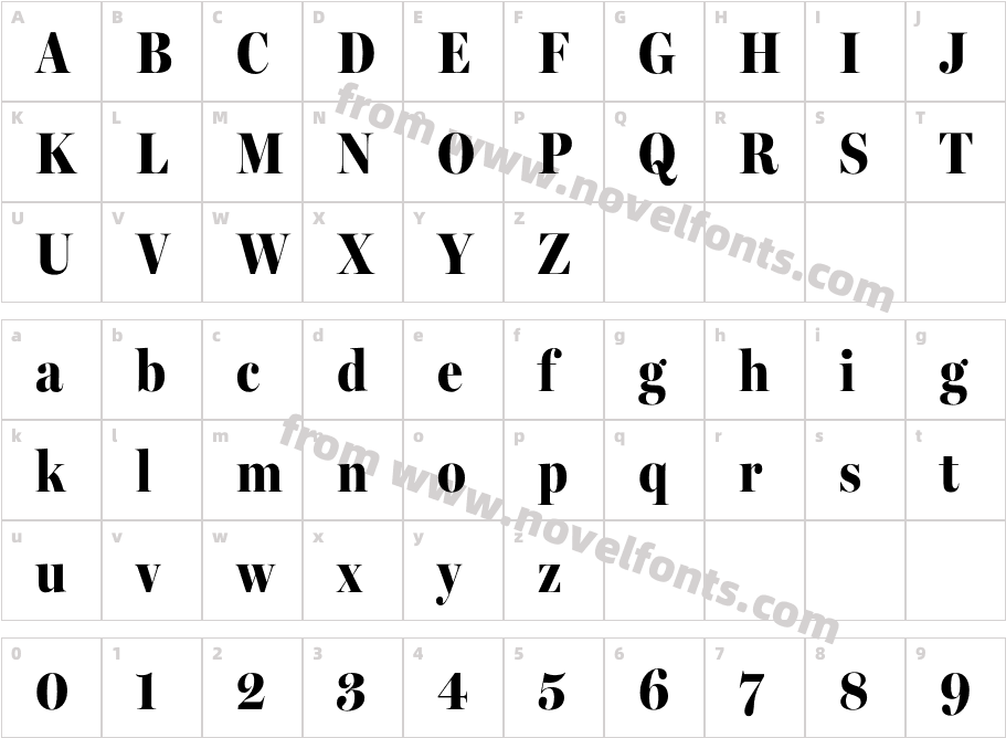 Miller Banner Extra Condensed BlackCharacter Map