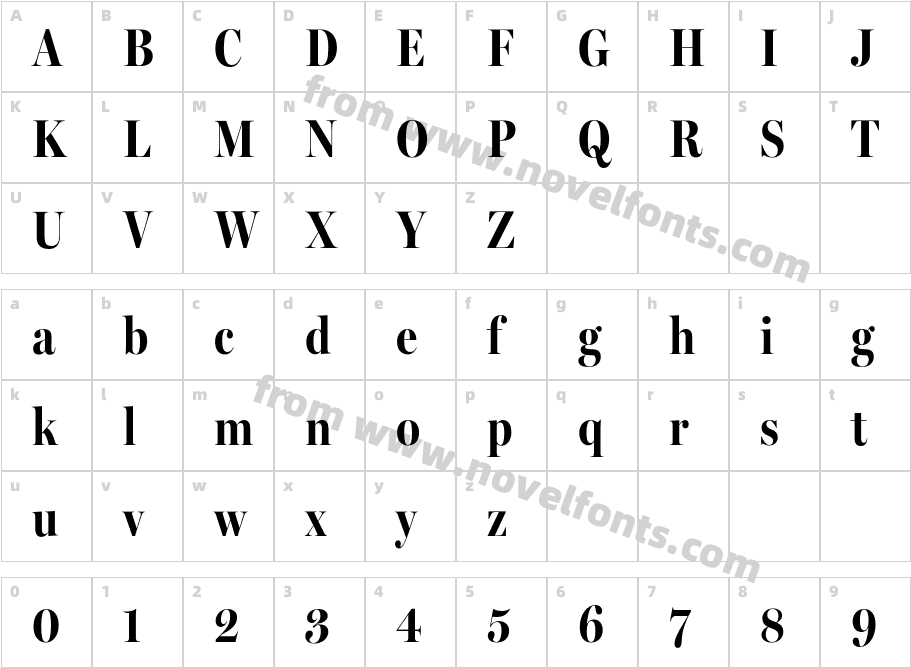 Miller Banner Extra Condensed BoldCharacter Map