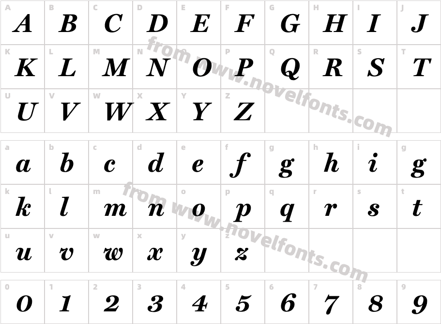 Miller Text Bold ItalicCharacter Map