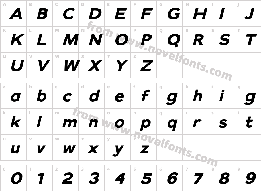 Milne Black ItalicCharacter Map