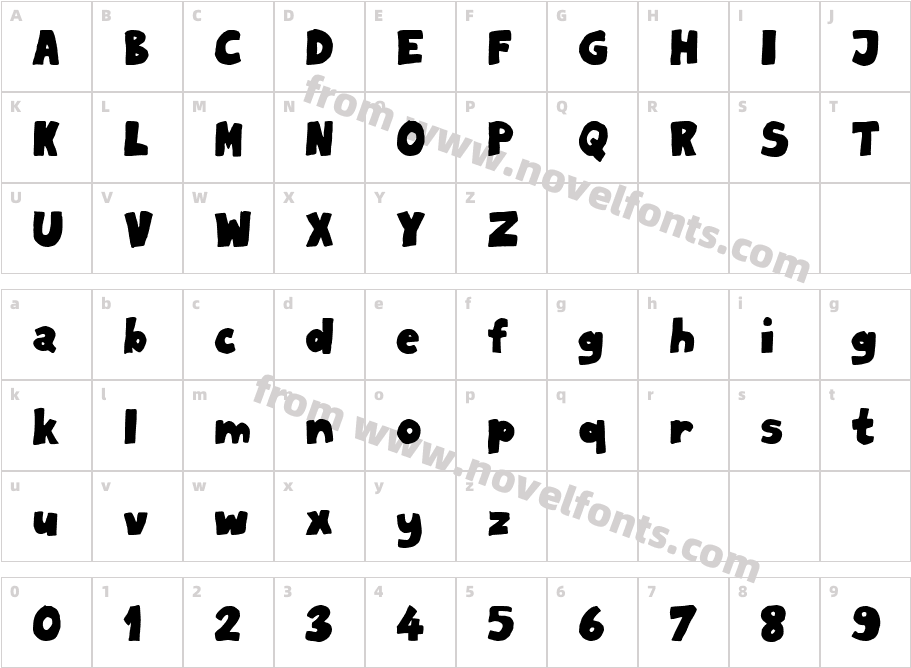 Milord Book RegularCharacter Map