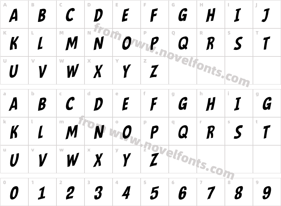 Mindflyers Comics ItalicCharacter Map