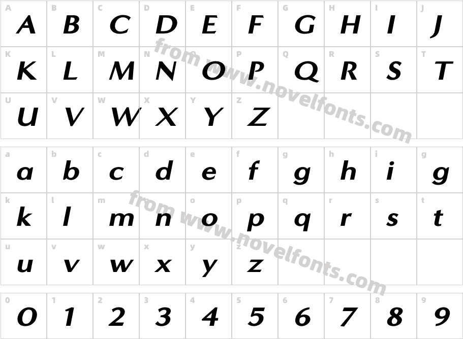 Minerva Modern Black ItalicCharacter Map