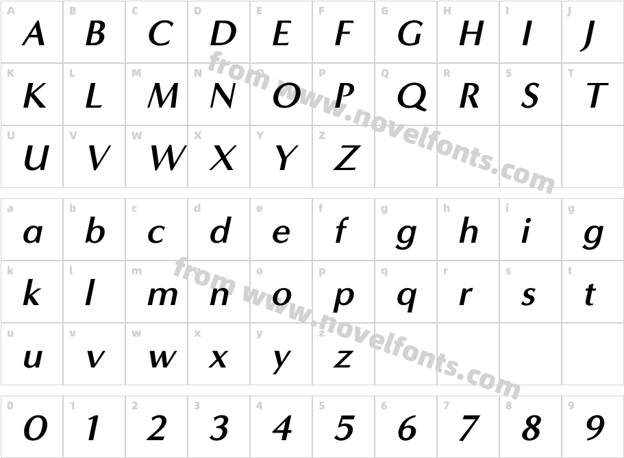Minerva Modern Bold ItalicCharacter Map