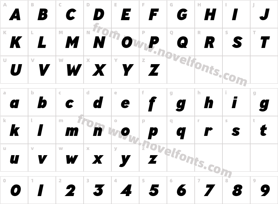 Ministry Heavy ItalicCharacter Map