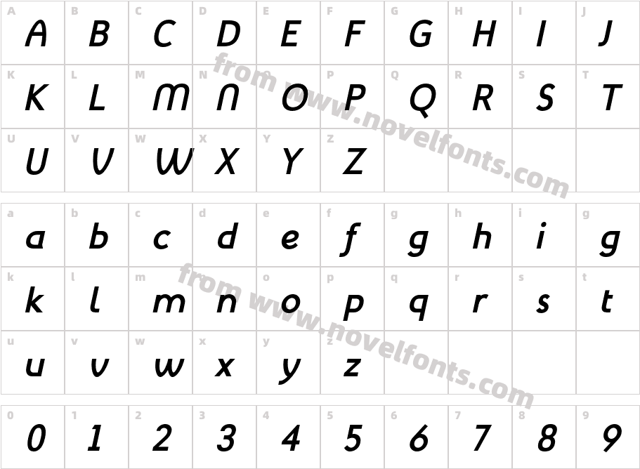 Mint Spirit Bold ItalicCharacter Map