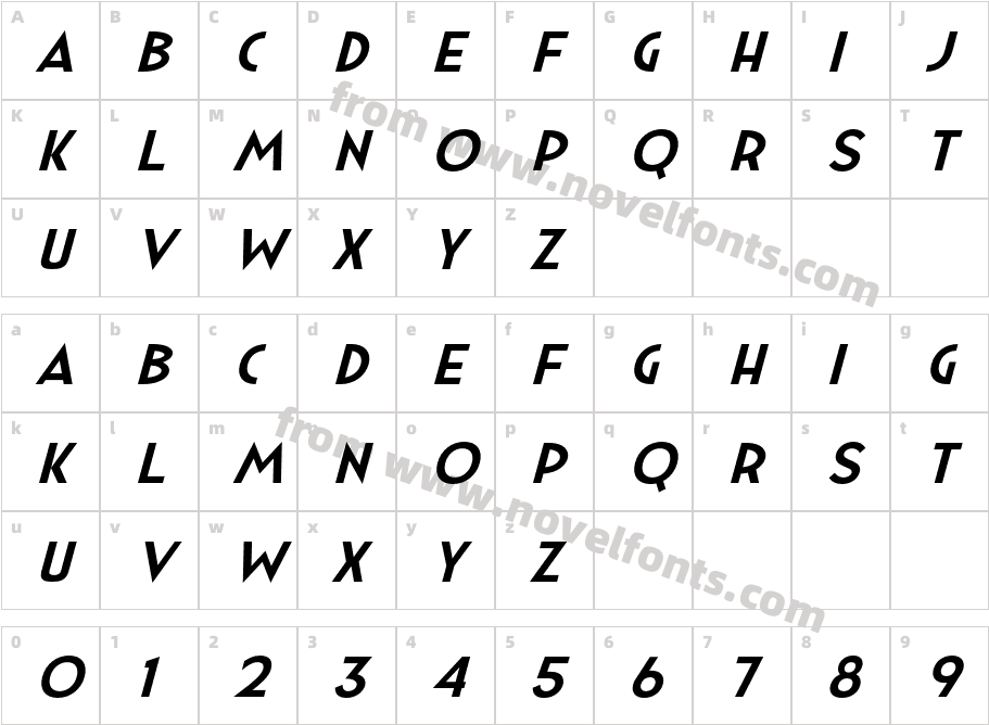 Minzeeca Semibold SlantedCharacter Map