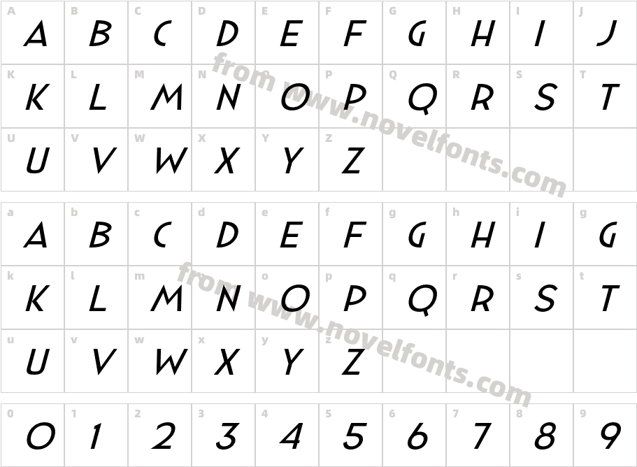 Minzeeca SlantedCharacter Map