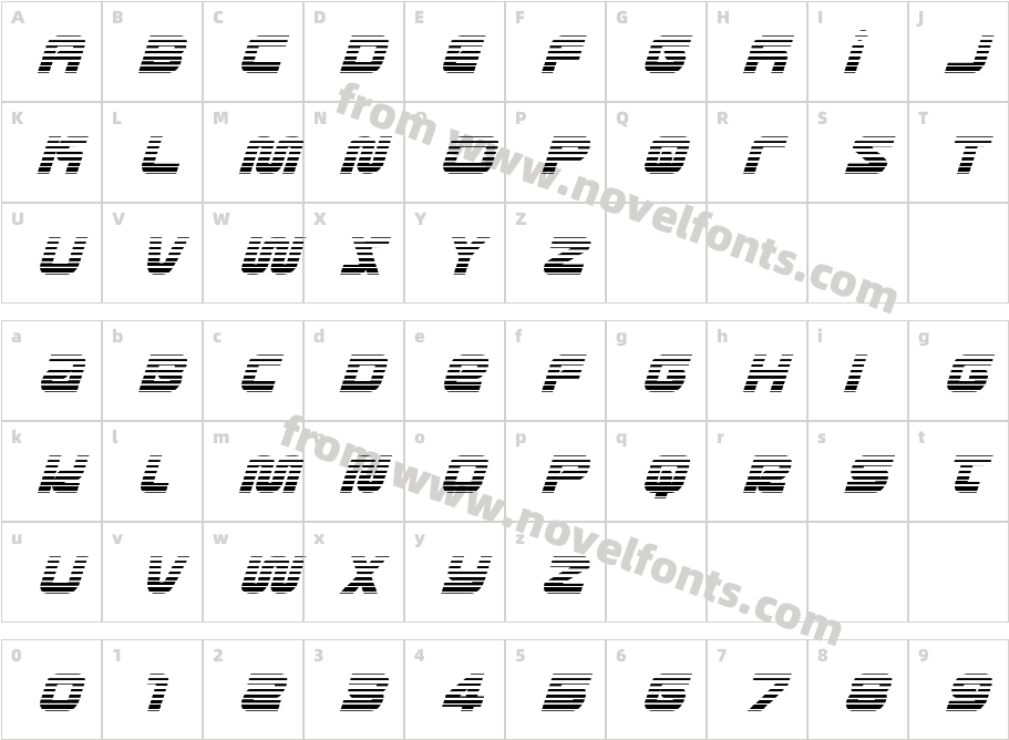 Metronauts Gradient ItalicCharacter Map