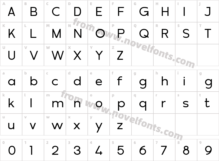 Misegar MediumCharacter Map