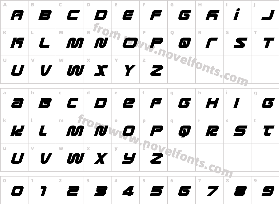 Metronauts ItalicCharacter Map