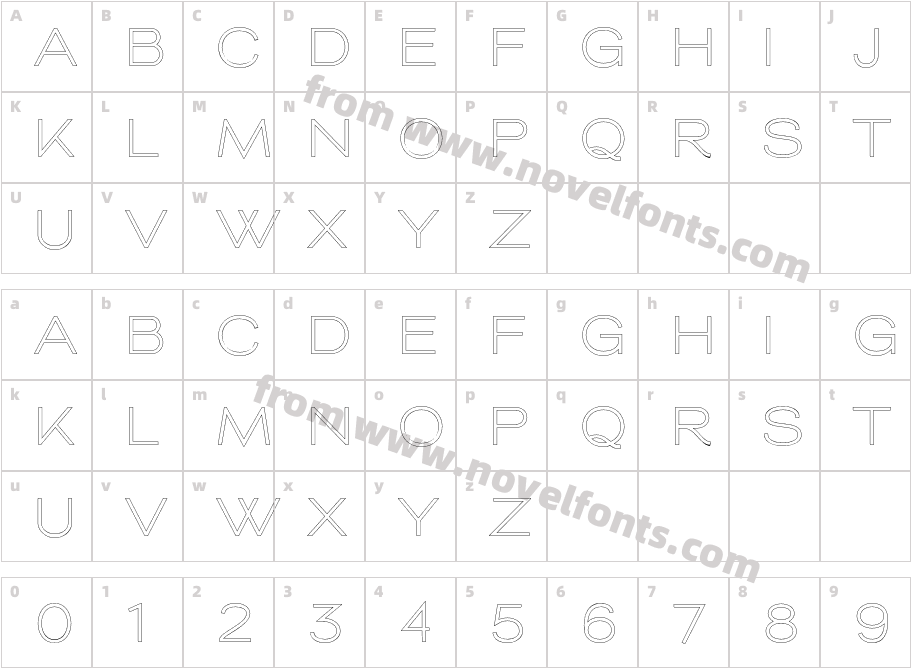 Mixon Outline RegularCharacter Map