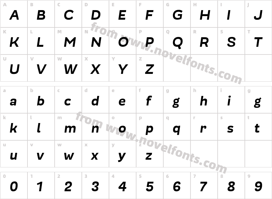 Modernica Heavy ItalicCharacter Map