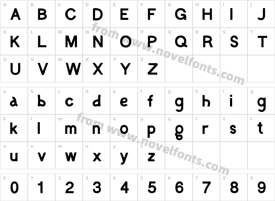 Modest Font BoldCharacter Map
