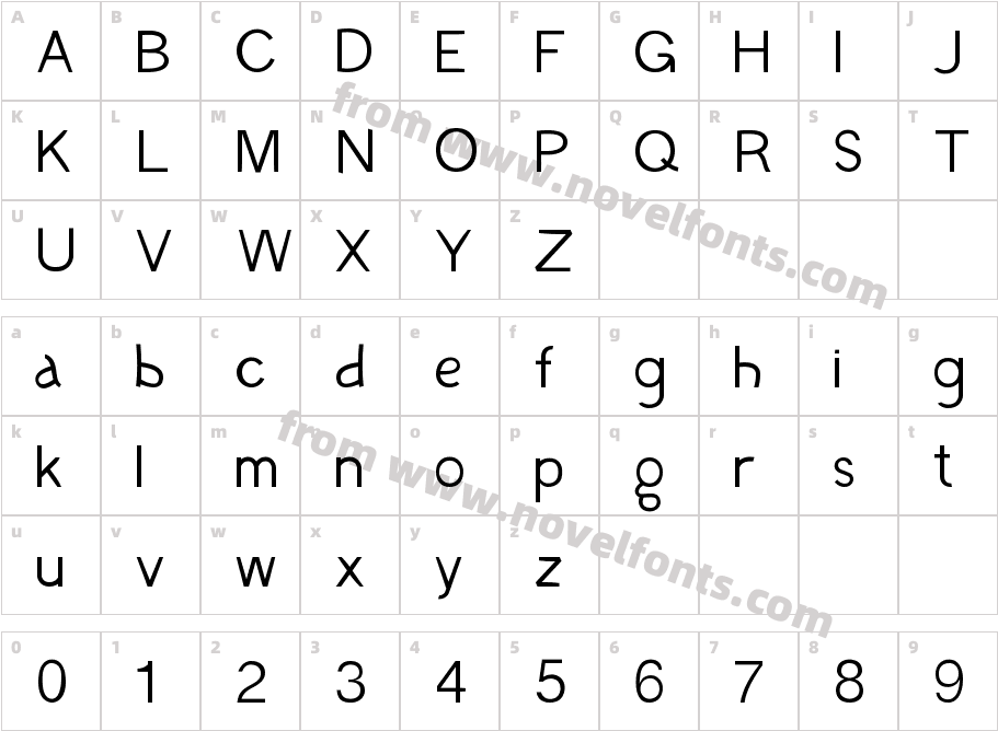 Modest Font LightCharacter Map