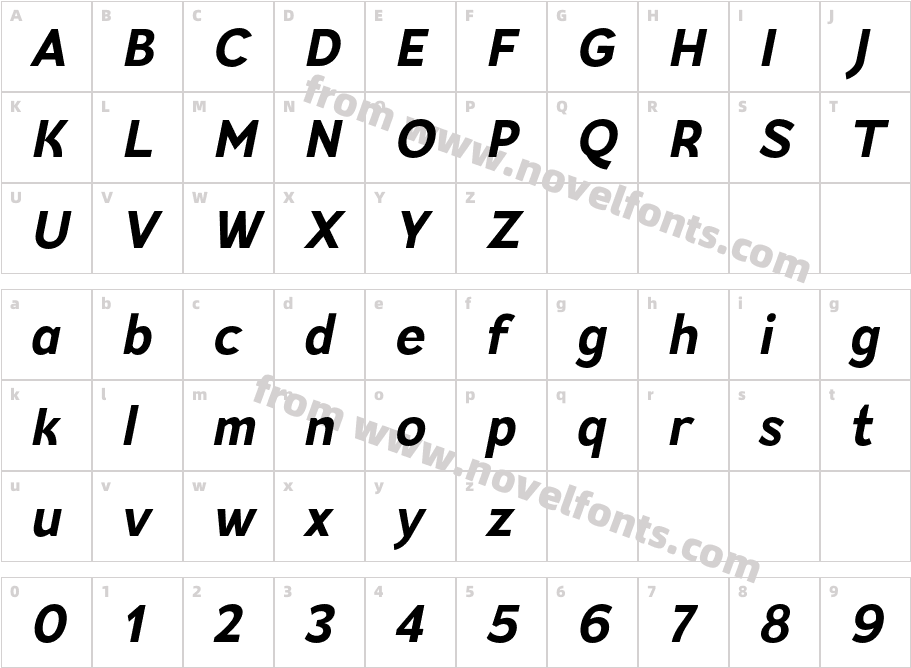 Modestic Sans Extra Bold ItalicCharacter Map