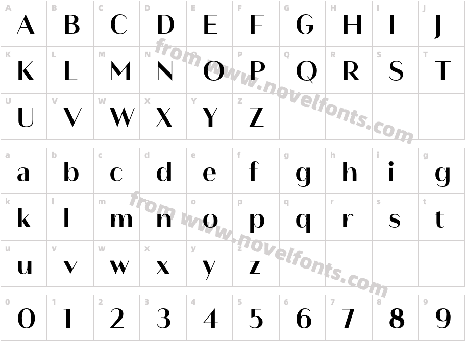 Modny BoldCharacter Map