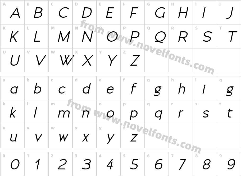 Moirest ItalicCharacter Map