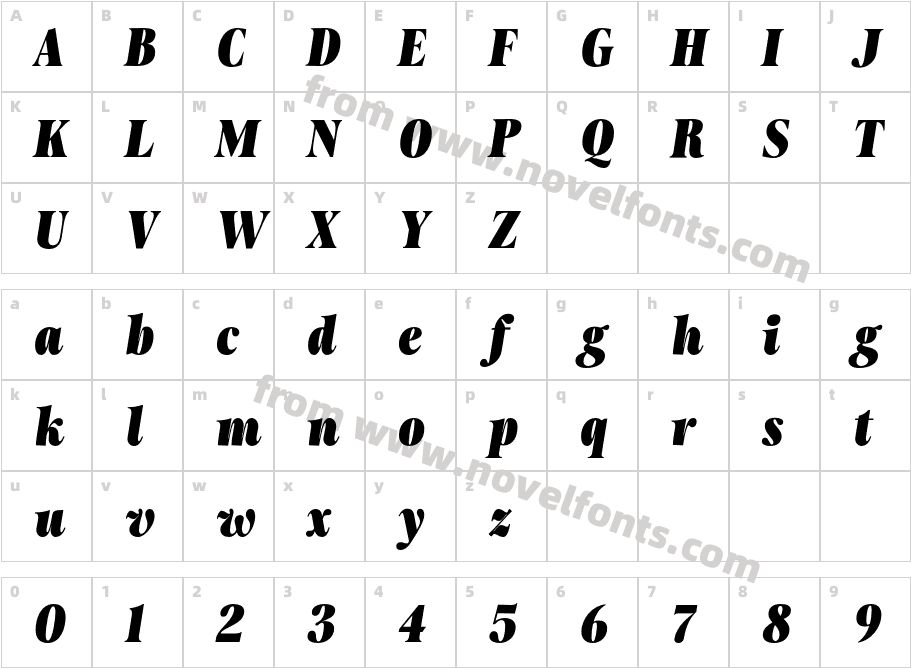 Moisette Black ItalicCharacter Map