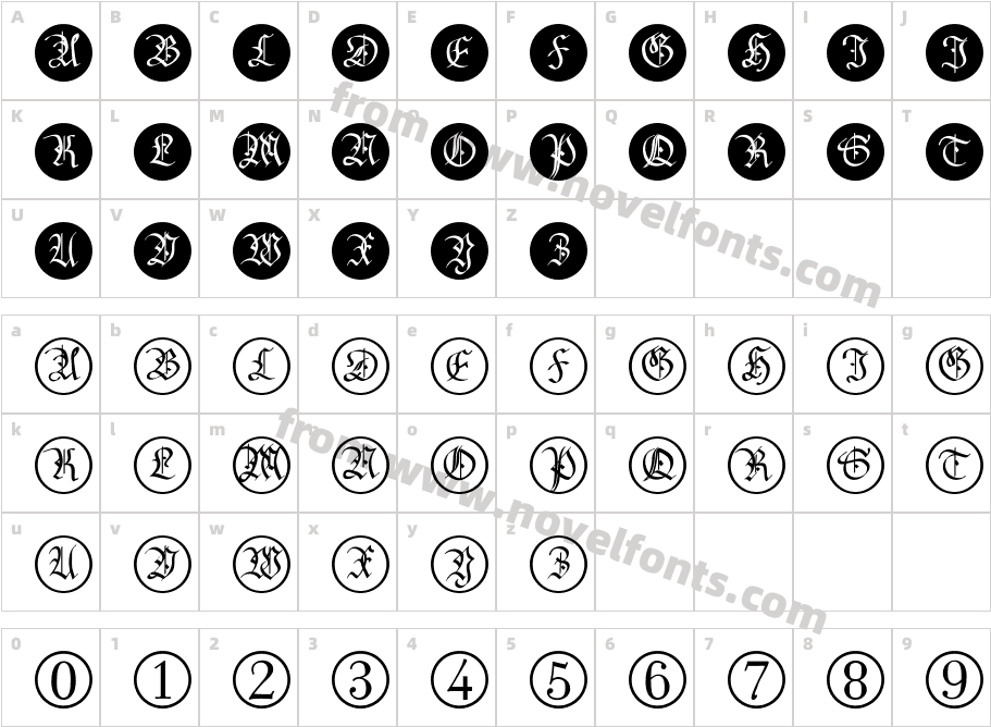 Mon Amour Caps April FrakturCharacter Map