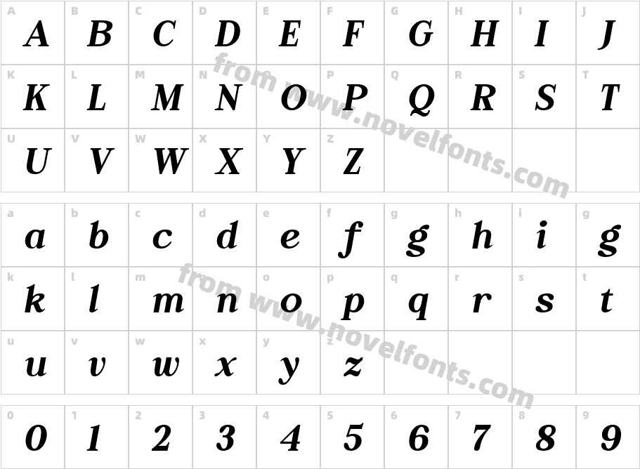 Monagi Demo ItalicCharacter Map