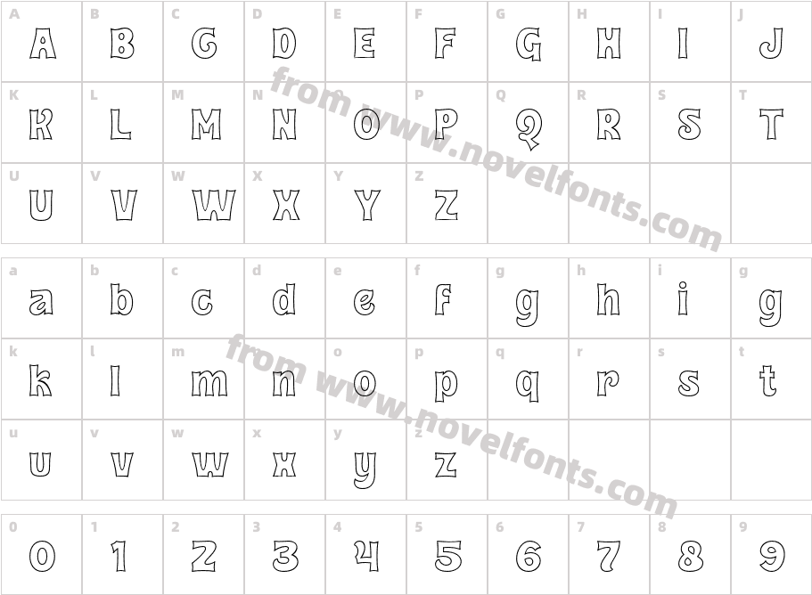Monalive Outline RegularCharacter Map