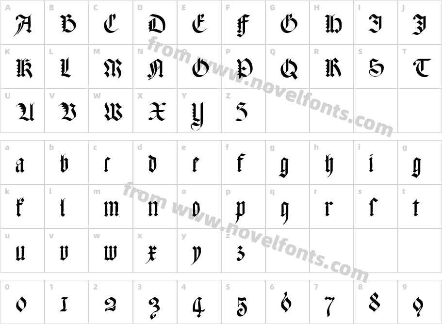 Meyne TexturCharacter Map