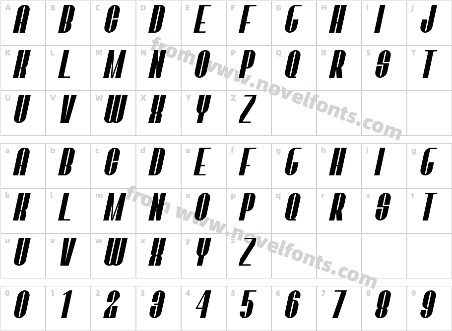 Monata ItalicCharacter Map