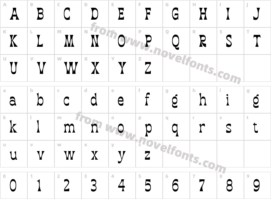 Mondare RegularCharacter Map