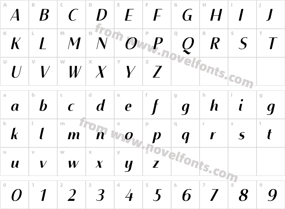 Mondish Bold ItalicCharacter Map