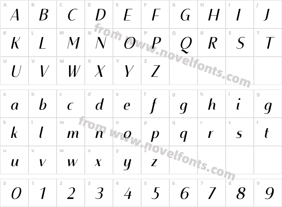 Mondish Regular ItalicCharacter Map