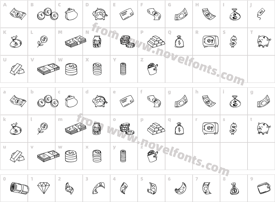 Money RegularCharacter Map