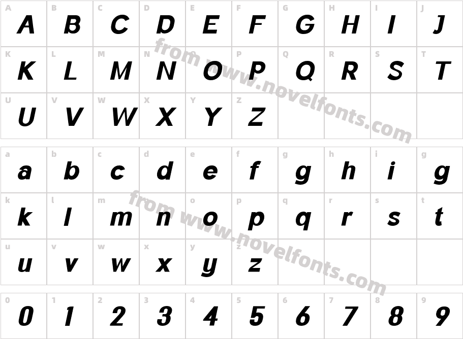Monfishyer Extra Bold ItalicCharacter Map