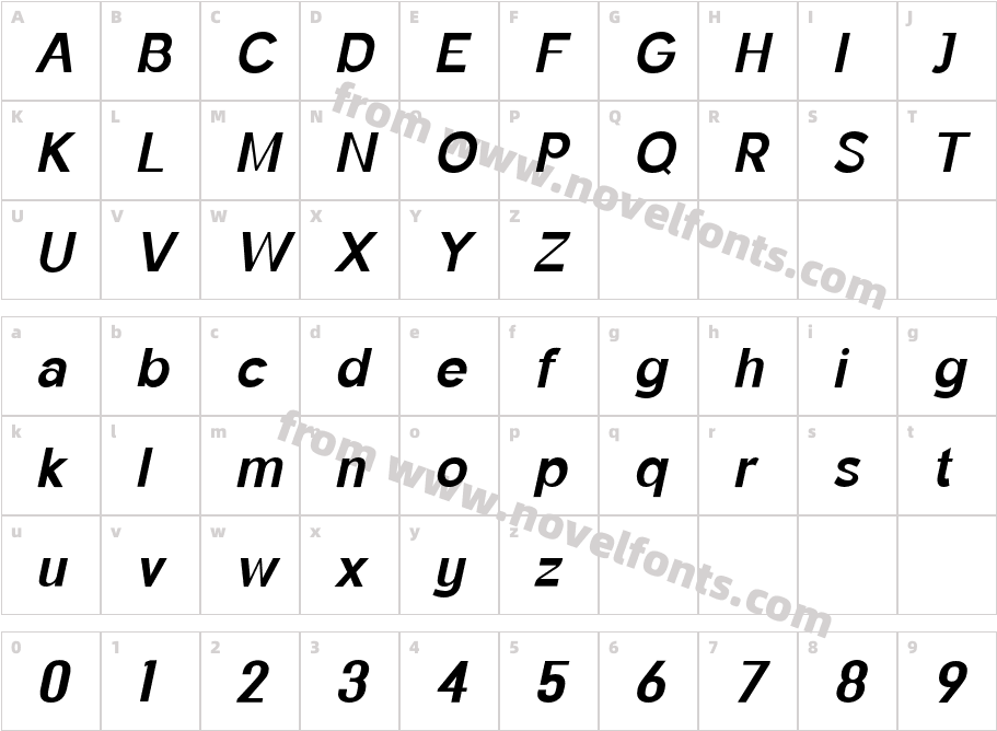 Monfishyer Medium ItalicCharacter Map