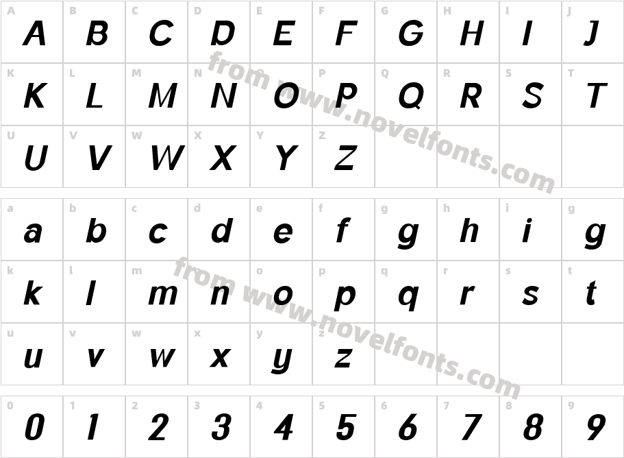 Monfishyer Semibold ItalicCharacter Map