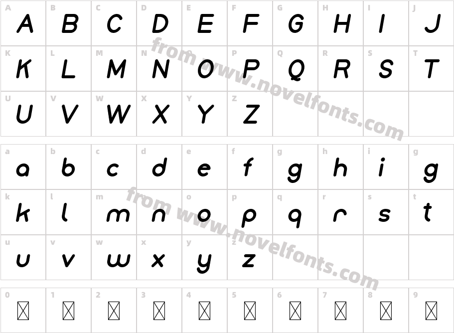 Monice ItalicCharacter Map