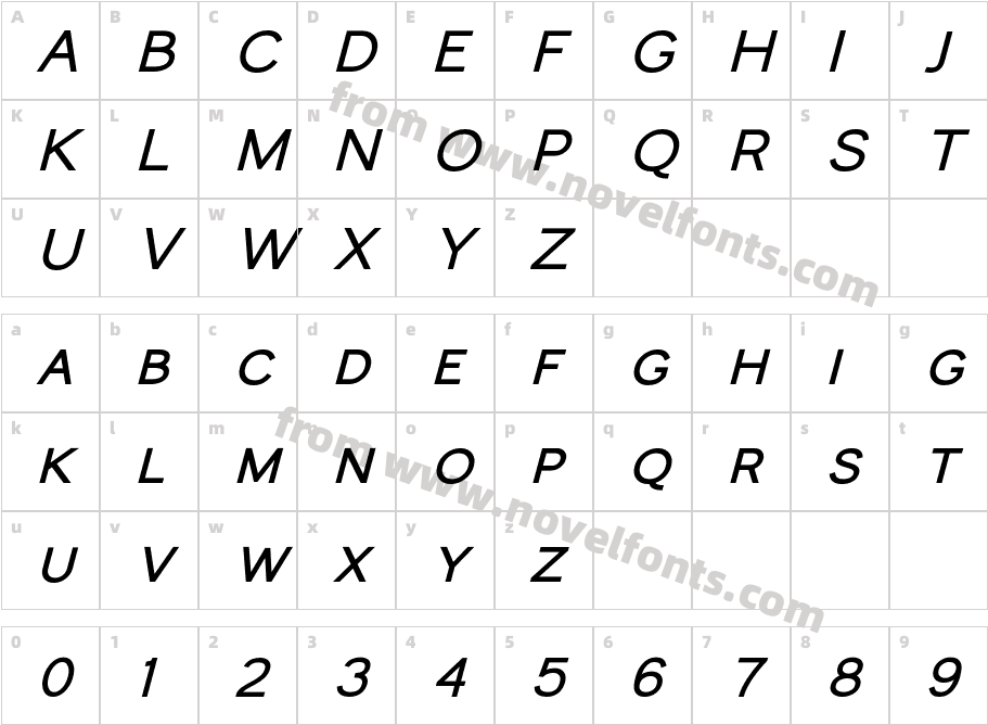 Monocole Bold ItalicCharacter Map