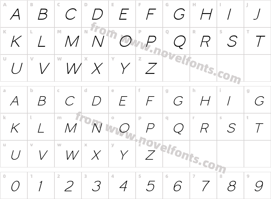 Monocole ItalicCharacter Map