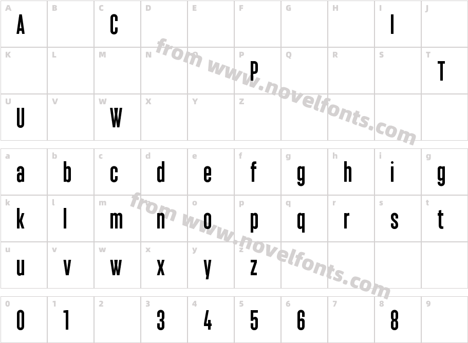 Monopol Thin BoldCharacter Map
