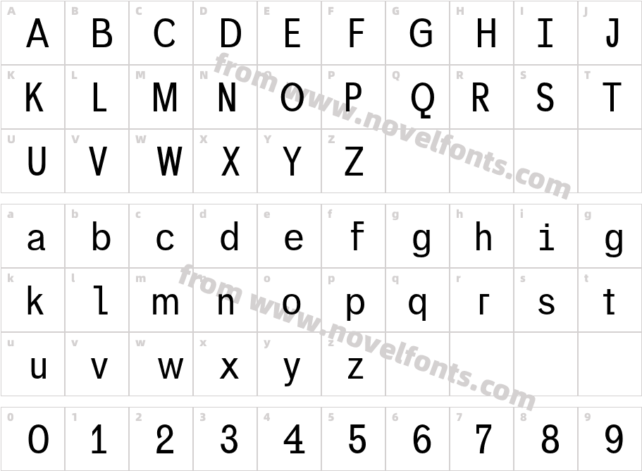 Monospace regularCharacter Map