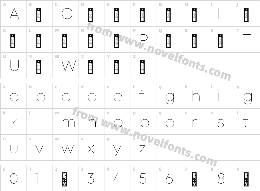 Mont ThinCharacter Map