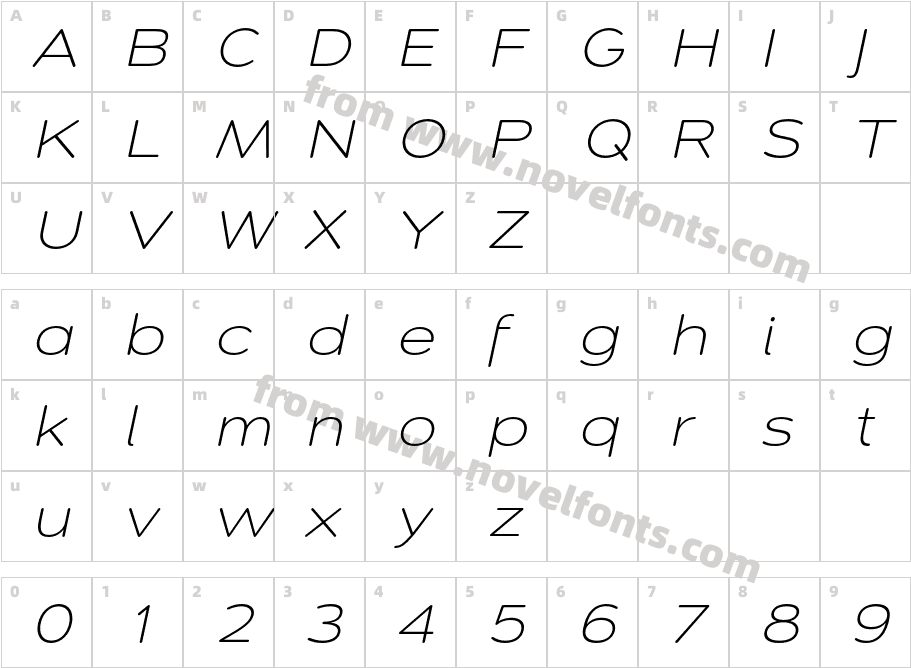Montag Light ObliqueCharacter Map