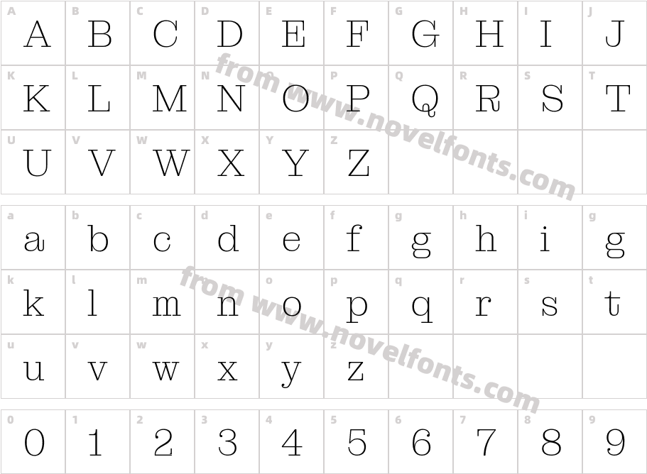 Montagu Slab 144pt Extra LightCharacter Map