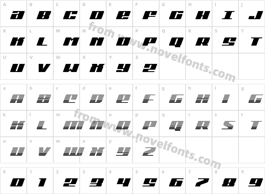 Michigan ItalicCharacter Map