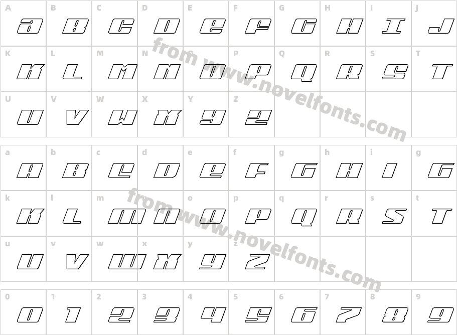 Michigan Outline ItalicCharacter Map