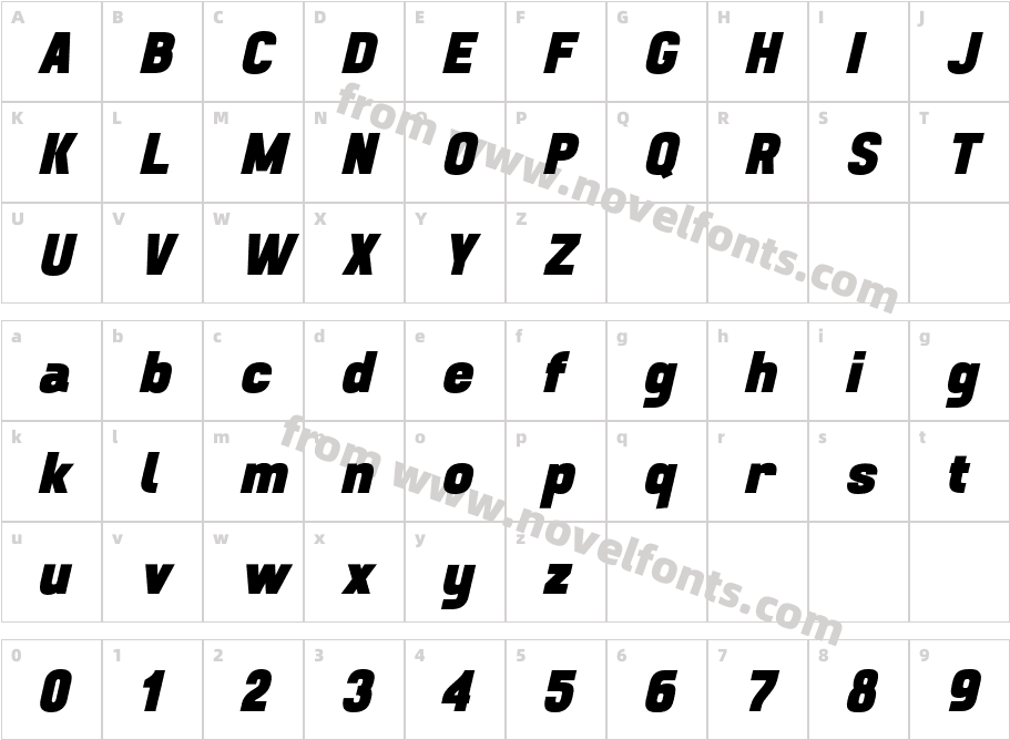 Monton Black ItalicCharacter Map
