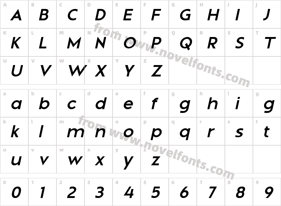 Montreal Medium Oblique ItalicCharacter Map