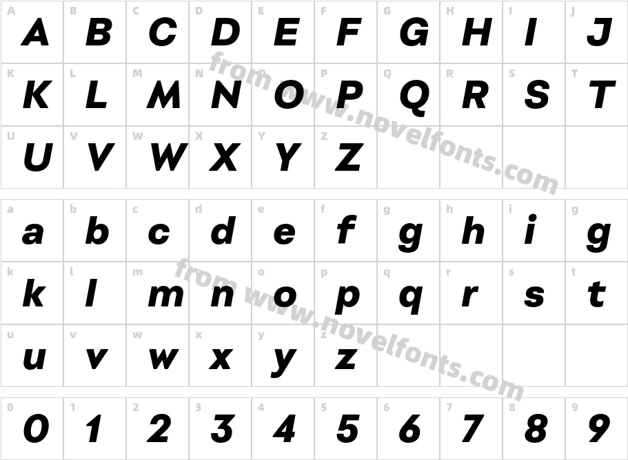 Montreux Grotesk Extra Bold ItalicCharacter Map